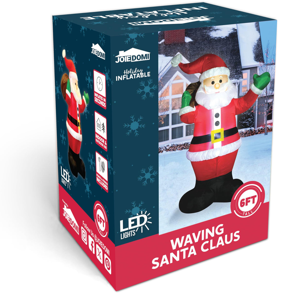 Joiedomi 6 FT Christmas Inflatable Santa with Gift Bag, Blow Up Xmas Inflatable Decorations with Build in LEDs for Christmas Decor, Yard Outdoor Garden Lawn Winter Decorations Joiedomi