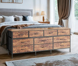 Huuger 63 Inch TV Stand Dresser for Bedroom, Long Dresser with 10 Fabric Drawers, TV Stand for 55, 65, 70 Inch TV, Entertainment Center, Wide Chest of Drawer, Rustic Brown Huuger