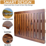 Acacia Wood Shower Mat 24x18 Inches by Demigo, Luxury Bath Mat Non Slip for Bathroom Bathtub Shower Spa Garden Home, Wooden Floor Mat Square Large for Outdoor and Indoor Demigo