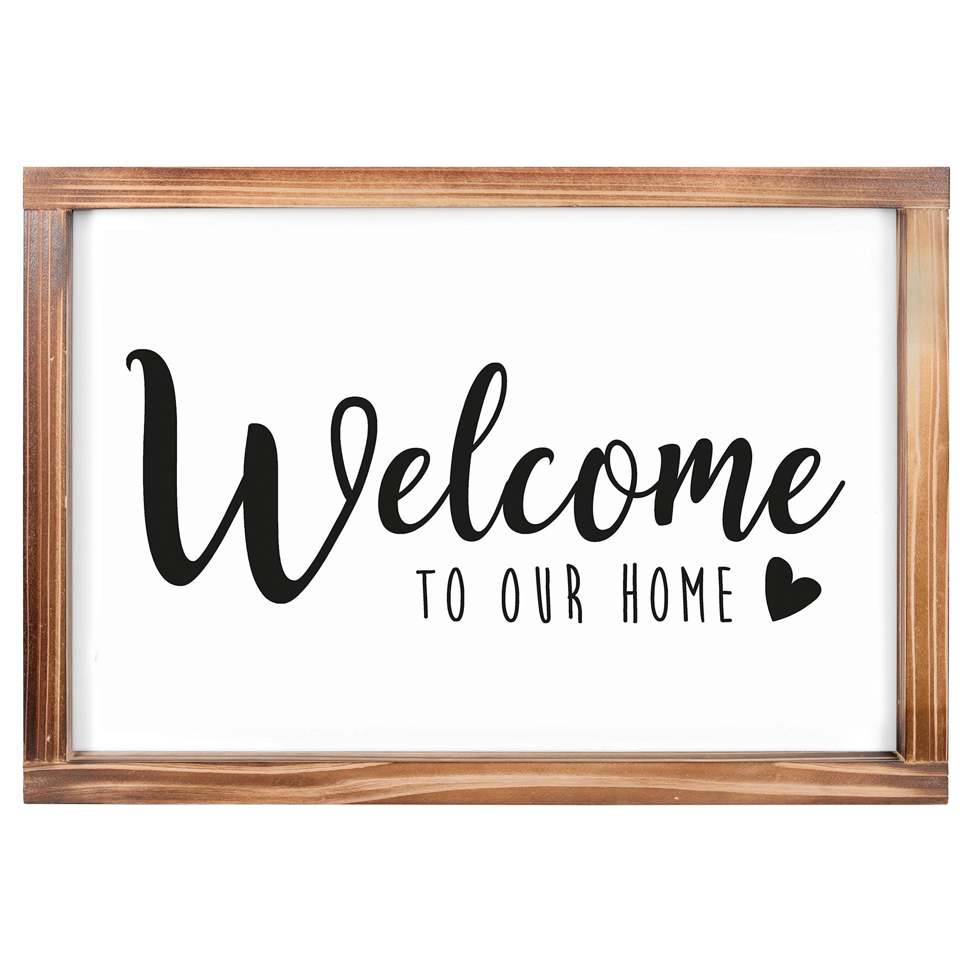 Welcome to Our Home Sign 11x16 Inch, Rustic Farmhouse Decor for the Home Sign, Wall Decorations, Modern Farmhouse Wall Decor, Rustic Wall Hanging Welcome Sign with Solid Wood Frame - WoodArtSupply