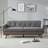 Kingfun 77.2" W Loveseat Sofa, Mid Century Modern Decor Love Seat Couches for Living Room, Button Tufted Upholstered Furniture, Solid & Easy to Install Small Couch for Bedroom Office Apartment, Gray Kingfun