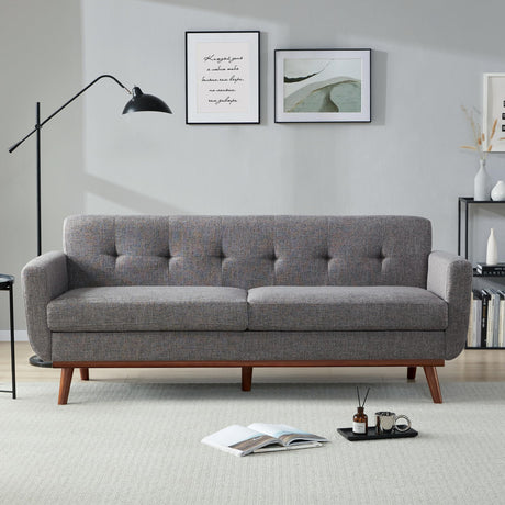 Kingfun 77.2" W Loveseat Sofa, Mid Century Modern Decor Love Seat Couches for Living Room, Button Tufted Upholstered Furniture, Solid & Easy to Install Small Couch for Bedroom Office Apartment, Gray Kingfun