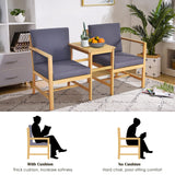 DORTALA Acacia Wood Patio Set, 3-Piece Wooden Love Seat with Cushions &Table, 2-Seater Outdoor Furniture Set, Patio Conversation Set for Garden Backyard Balcony Patio Poolside DORTALA