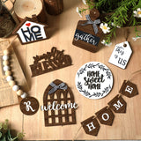 11 Pieces Farmhouse Tiered Tray Decor Home Wood Sign Rustic Home Sweet Home Simply Blessed Wooden Beads Tiered Tray Decorations Set for Home Kitchen Table Shelf (Farmhouse Style) Yalikop