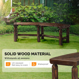 VINGLI Outdoor Bench Wooden Curved Bench, All-Weather Fire Pit Backless Patio Bench, 2-Person Seating Rustic Garden Bench for Backyard Porch Deck Entryway (Carbonized) VINGLI