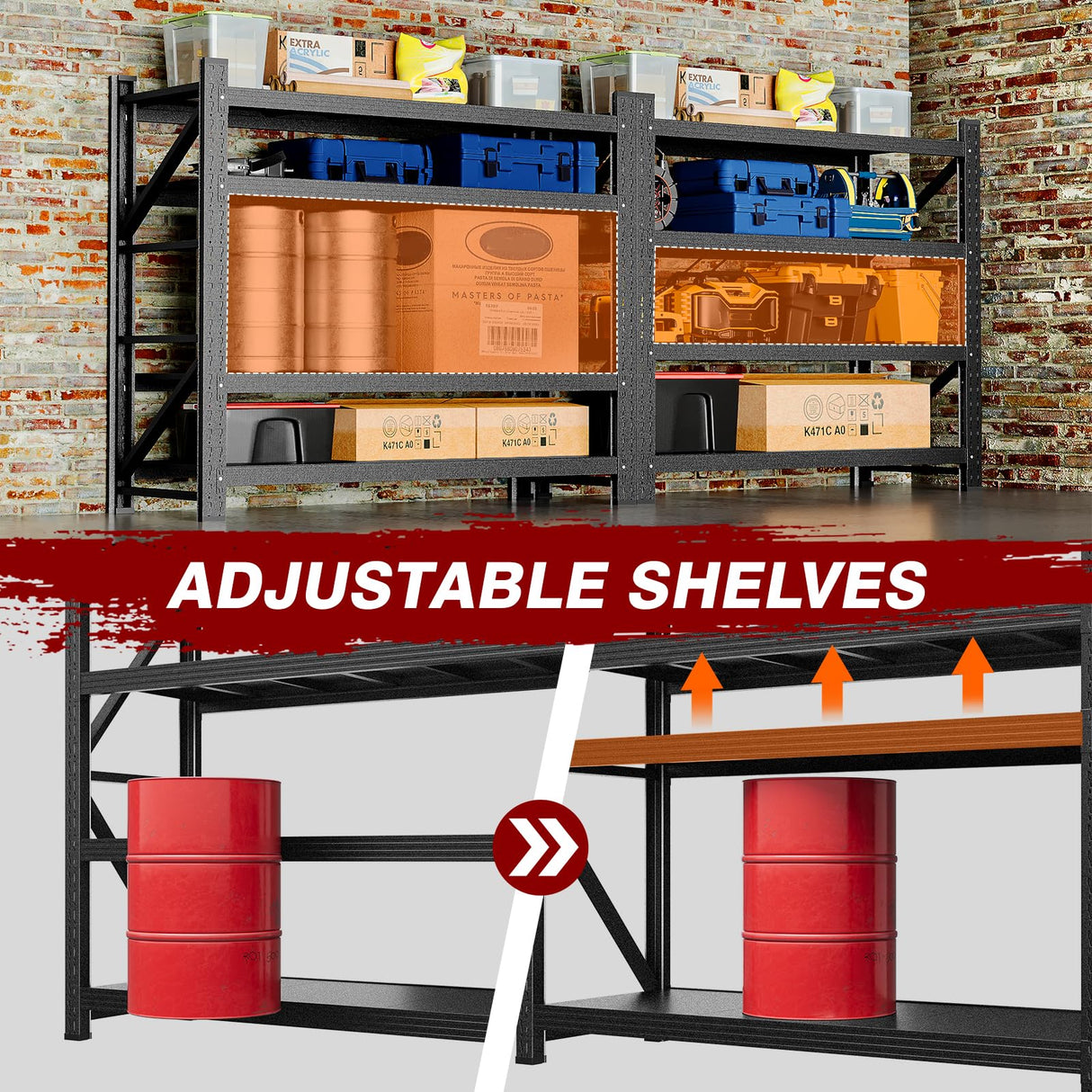 Fesbos 3000LBS Metal Steel Storage Shelves - 48" W Black 4 Tier Heavy Duty Rack Commercial Industrial Shelving with Adjustable Shelf for Basement Garage Warehouse Supermarket - 48" W x 24" D x 70" H Fesbos