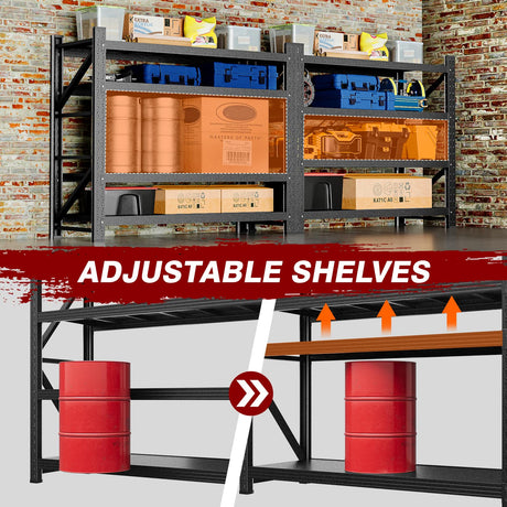 Fesbos 3000LBS Metal Steel Storage Shelves - 48" W Black 4 Tier Heavy Duty Rack Commercial Industrial Shelving with Adjustable Shelf for Basement Garage Warehouse Supermarket - 48" W x 24" D x 70" H Fesbos