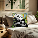 GemJelry Latch Hook Kits for Adults Kids DIY Animal Panda Pillow Cover Beginner Cross Stitch Kits with Preprinted Canvas Crochet Yarn Embroidery Hooking Kit Sofa Home Decor 17'' X 17'' GemJelry
