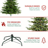 Hykolity 7.5 ft Prelit Aspen Fir Christmas Tree, Artificial Christmas Tree with 450 Warm White LED Lights, 1173 PE&PVC Branch Tips, Metal Stand and Hinged Branches hykolity