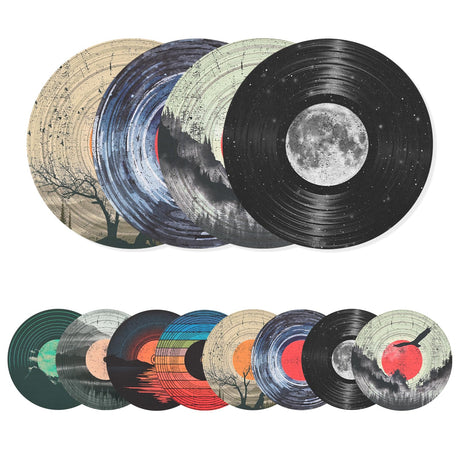 AtawLege 8 Pack Art Acoustic Panels, 14"X14"X0.4" Round Self-adhesive Soundproof Wall Panels, Unique Retro Record Decor Sound Absorbing Panels for Studio Home Office AtawLege