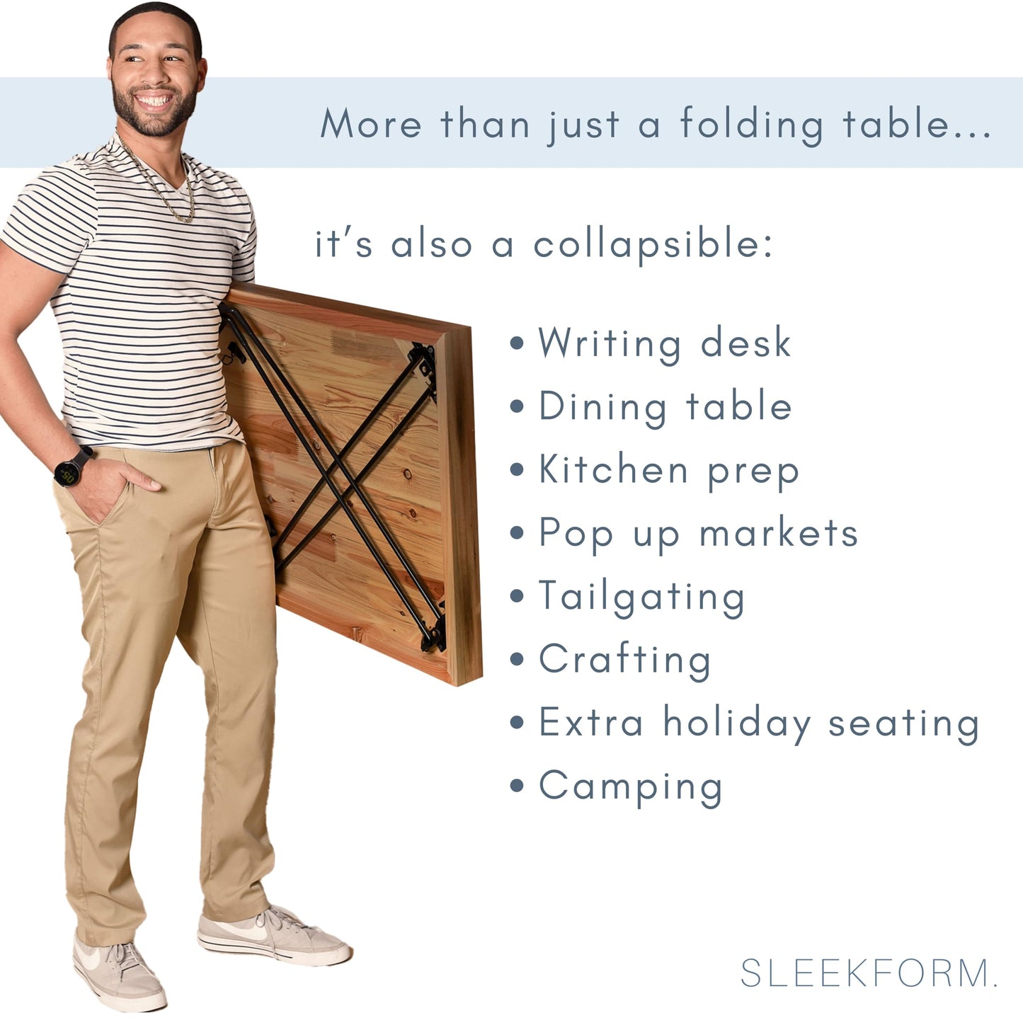 Sleekform Folding Desk Lightweight Portable Wood Table, Small Wooden Foldable No Assembly Required - WoodArtSupply