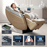 iBooMas P03 2025 4D Zero Gravity Massage Chair,APP Control Massage Chairs Full Body with SL Track,Touch Screen Navigation,Yoga Stretch,Foot Roller,Heat,Airbags,Wireless Charger (Beige) iBooMas