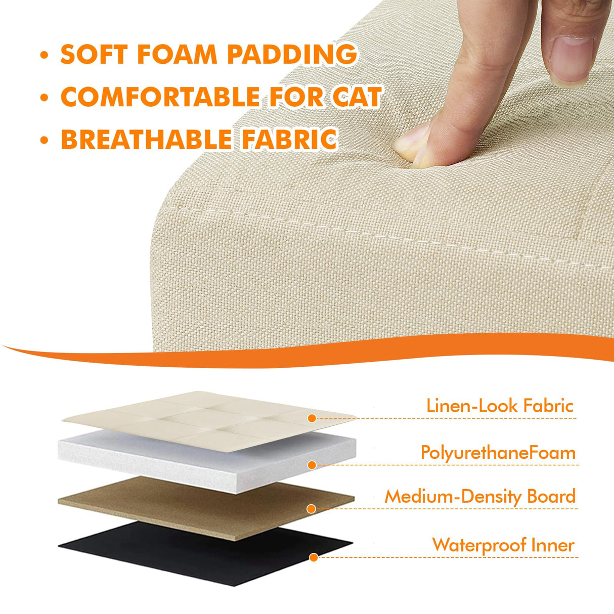 Zerbuger Cat Litter Box Enclosure Furniture for Odor Control, Hidden Cabinet Cats Litter Ottoman with Flip-Up Lid,Cat Litter Box Bench with Storage Space, Dog Proof (Cream, Large) Zerbuger