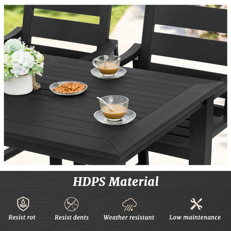 Cozyman HDPS Outdoor Patio Dining Set, 7-Piece, All Weather Outdoor Table and Chairs, Resin Outdoor Kitchen Furniture Dining Sets for Outdoor Indoor, Patio, Lawn, Garden, and Backyard, Black Cozyman