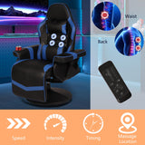 IBXFO Massage Gaming Chair for Adults, Heavy Duty Reclining Office Chair with Footrest, Adjustable Backrest and Cup Holder, Black Blue IBXFO