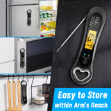 Meat Thermometer Digital, Instant Read Meat Thermometer for Grill and Cooking, with Bottle Opener, Backlight & Calibration Food Thermometer, Kitchen Gadgets for BBQ, Turkey, Candy, Liquids Biison