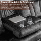 GUEAPY 3 Seater Recliner Sofa Reclining Loveseat with Console Power Reclining Sofa with Heat and Massage, Cup Holders, USB & Type-C Charge Ports for Living Room (Grey) GUEAPY