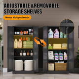 Black Metal Storage Cabinet with with Door, Kitchen Pantry Cabinet with 3 Adjustable Shelves, 60" Tall Storage Cabinets, Steel Large Cupboard for Home Office, Living Room, Dining Room, Kitchen MetalMax