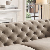 COPIAE 82 Inch Chesterfield loveseat Sofa,Tuxedo Arms Modern Couch Sturdy and Easy Installation, Small Sofa for Living Room Bedroom Office and Apartment,Velvet Fabric Brown COPIAE