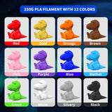 12 Pack 3D Printer Filament 1.75mm PLA 3D Printing Filament Bundle in Total 3KG, 12 Colors Dimensional Accuracy +/- 0.02 mm Widely Compatible for 3D Printing STRAWBLEAG