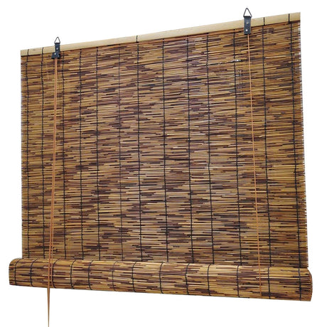 Bamboo Roll Up Window Blind Sun Shade 14" 26" 32" 34" 38" 48" 50" 58" 60" 62" 70" 72" 76" Cordless Outdoor Bamboo Shades Blinds Blackout Retro Curtains Privacy Drape for Patio Balcony Doors (Color : VELLOW