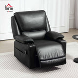 HOMCOM Swivel Rocker Recliner Chair with Vibration Massage and Heat, Oversized PU Leather Ergonomic Lounge Chair with Footrest, Remote, Cup Holders and Side Pockets for Living Room, Black HOMCOM