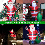 12 Ft by 7.6 Ft Giant Christmas Inflatables Decorations Outdoor Santa Claus with Gift Bag with LED Light for Christmas Blow Up Yard Decor for Lawn Garden Party Holiday Xmas Decorations Cute Fun TURNMEON