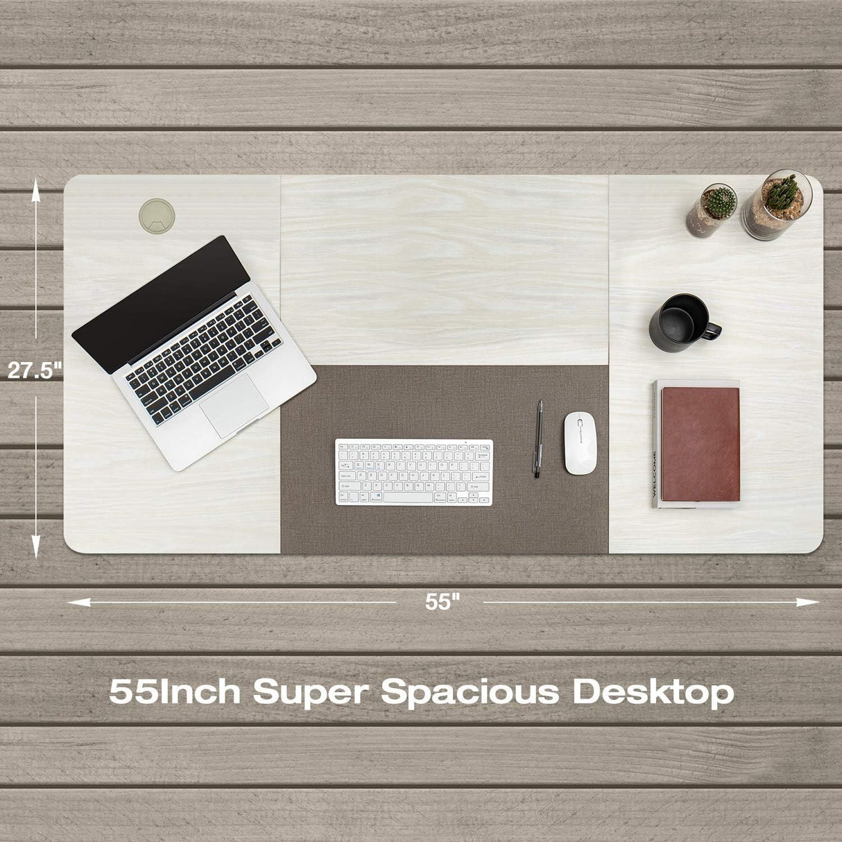 Homall Height Adjustable Electric Standing Desk, 55 x 28 Inches Stand Up Desk, Sit Stand Home Office Desk Computer Workstation with T-Shaped Metal Bracket (White) Homall