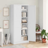MIIIKO Metal Pantry Cabinet, Utility Storage Cabinets with 2 Doors and 5 Shelves, Versatile Freestanding Tall Cupboard for Kitchen, Bedroom, Laundry Room and Office, 71" H x 15.7" D x 31.5" W MIIIKO