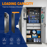 Yizosh Metal Garage Storage Cabinet with Locking Doors and 2 Drawers, Heavy Duty Steel Tool Cabinet with Pegboard, 71" - Lockable Cabinets for Garage, Warehouse, Basement (Black Gray) Yizosh