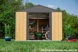 Arrow 10' x 8' Ironwood Galvanized Steel and Wood Panel Hybrid Outdoor Shed Kit, Anthracite Arrow