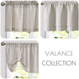 jinchan Linen Valance Curtain Striped Valance for Windows 18 Inch Blackout Kitchen Curtain Farmhouse Double Layer for Living Room Ticking Rod Pocket 1 Panel Taupe Grey on Linen jinchan