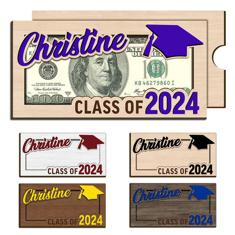 Bliver Personalized Graduation Money Holder Custom Wooden Graduation Card Box Cash Holder Envelope Class of 2024 Senior Money Gift for Graduates Bliver
