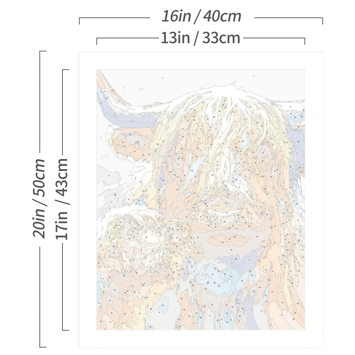 Petrala Paint by Numbers for Adults Canvas Highland Cow DIY Acrylic Adult Paint by Number Kits Colorful Mom Baby Cow Paintworks Animals Artwork Without Frame, 16x20 Inch Petrala