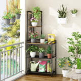 GILLAS 5 Tier Corner Shelf Stand, Freestanding Corner Shelf Unit Bookshelf, Corner Table with Shelf, Tall Storage Organizer Rack for Living Room, Bedroom, Office. Small Space, Metal, Country Rustic GILLAS