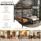 OYUMOENTS Queen Over Queen Bunk Bed, Convertible Bunk Bed for Teens & Adults, Metal Bed Frame with Safety Rails and Ladders for Apartments, Bedroom, Space-Saving,Noise Reduced, Black OYUMOENTS