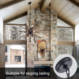 VANZARLA 9-Light Sputnik Pendant Light Black, Farmhouse Wood Chandelier for Dining Room Industrial Hanging Light Fixture Ceiling for Bedroom Entryway Kitchen Foyer Living Room VANZARLA