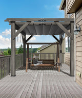 DEXSO 10'X 10' Cedar Wood Pergola with Solid Structure, Retractable Shade Canopy, Durable, Rot Resistant, Patio Pergola for Backyard, Deck, Garden, Outdoor Entertaining DEXSO