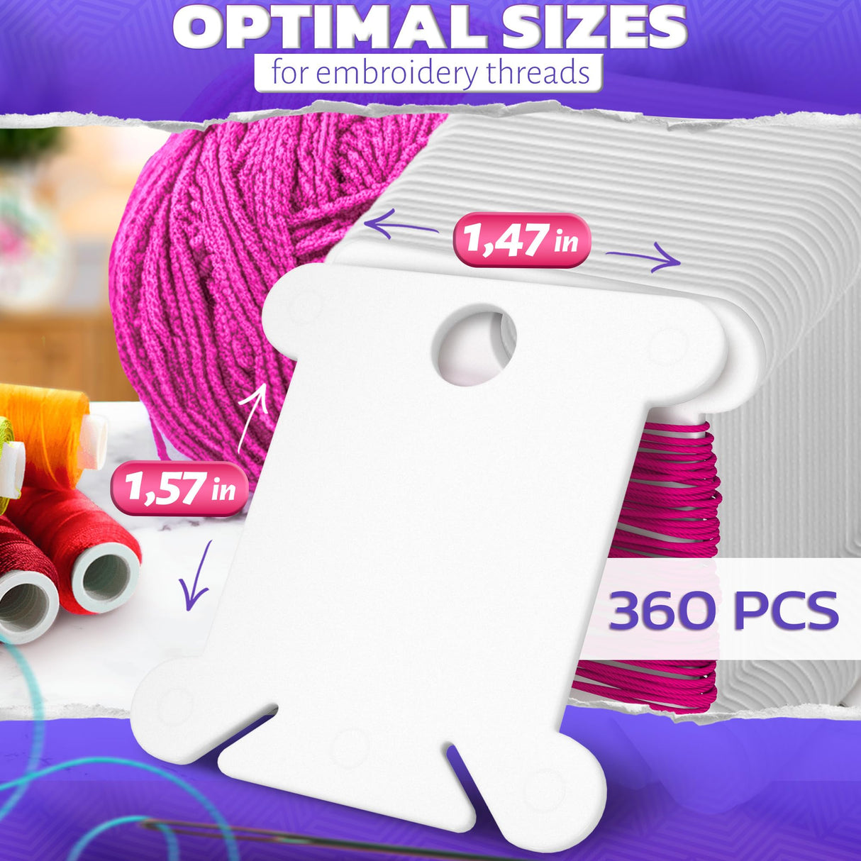 360 Pcs Embroidery Floss Bobbins - Lightweight, Durable Plastic Embroidery Floss Organizer with Hanging Holes, Thread Slits - Optimal Size, Reusable Design for Neat and Easy Storage and Organization The Little Green Change