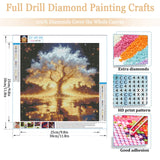 Gamteldot Diamond Art Kits for Adults Beginners - 12x12 Inch 5D Full Drill Gold Tree of Life Diamond Painting,DIY Diamond Dots Craft Kit with Gem Tools,Elegant Home Wall Decor Gift Gamteldot