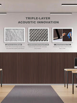 Woven Sound Wood Panels for Wall, Functionality and Durability, Enhanced Acoustic & Sound Proof Fluted Design, Versatile Wood Slat Wall Decor for Home & Office, 2 Pack Walnut, 47.2x23.6 Inch WoveN SounD