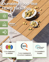 Oasbira Outdoor Dining Set for 4, Patio Table and Chairs Set with Umbrella Hole, 5 Pieces HDPS Outdoor Furniture Sets for Patio, Garden, Backyard (White & Teak) Oasbira