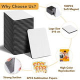 200Pcs Sublimation Magnet Blanks Set,Personalized Sublimation Refrigerator Magnet for Home Kitchen Microwave Oven Decor&Office Calendar with 100PCS Blank Rubber Pad(6x8cm), 100PCS DIY Soft Magnetic NEOACT