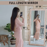 Naomi Home Farmhouse Full-Length Mirror with Wood Frame – Rustic 66"x32" Large Floor Mirror, Elegant Full Body Standing or Wall Mirror, Rustic Wood Mirror Full Length for Bedroom, Warm Grey Finish Naomi Home