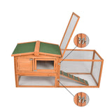 GOJOOASIS 60" Chicken Coop Outdoor Wooden Rabbit Hutch Poultry Cage with Run & Wire Fence for Backyard GOJOOASIS