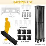 DWVO 10x20 Pop Up Heavy Duty Canopy Tent with 6 sidewalls, Roller Bag, 4 Ropes & 12 Stakes, 4 DIY Banners & 6 Sandbags for Patio, Party, Exhibition, Commerce (White) DWVO