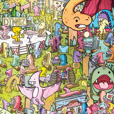 Cross & Glory - Jurassic Jive: A Night of Dino Jazz - 1000 Piece Jigsaw Puzzle for Adults & Kids 12+ & Kids | Whimsical Prehistoric Jazz Club Theme with Colorful Dinosaurs Cross & Glory