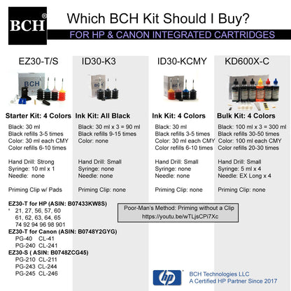 BCH ID30-K3 Refill Ink PG240 PG-243 PG-245 XL Cartridge