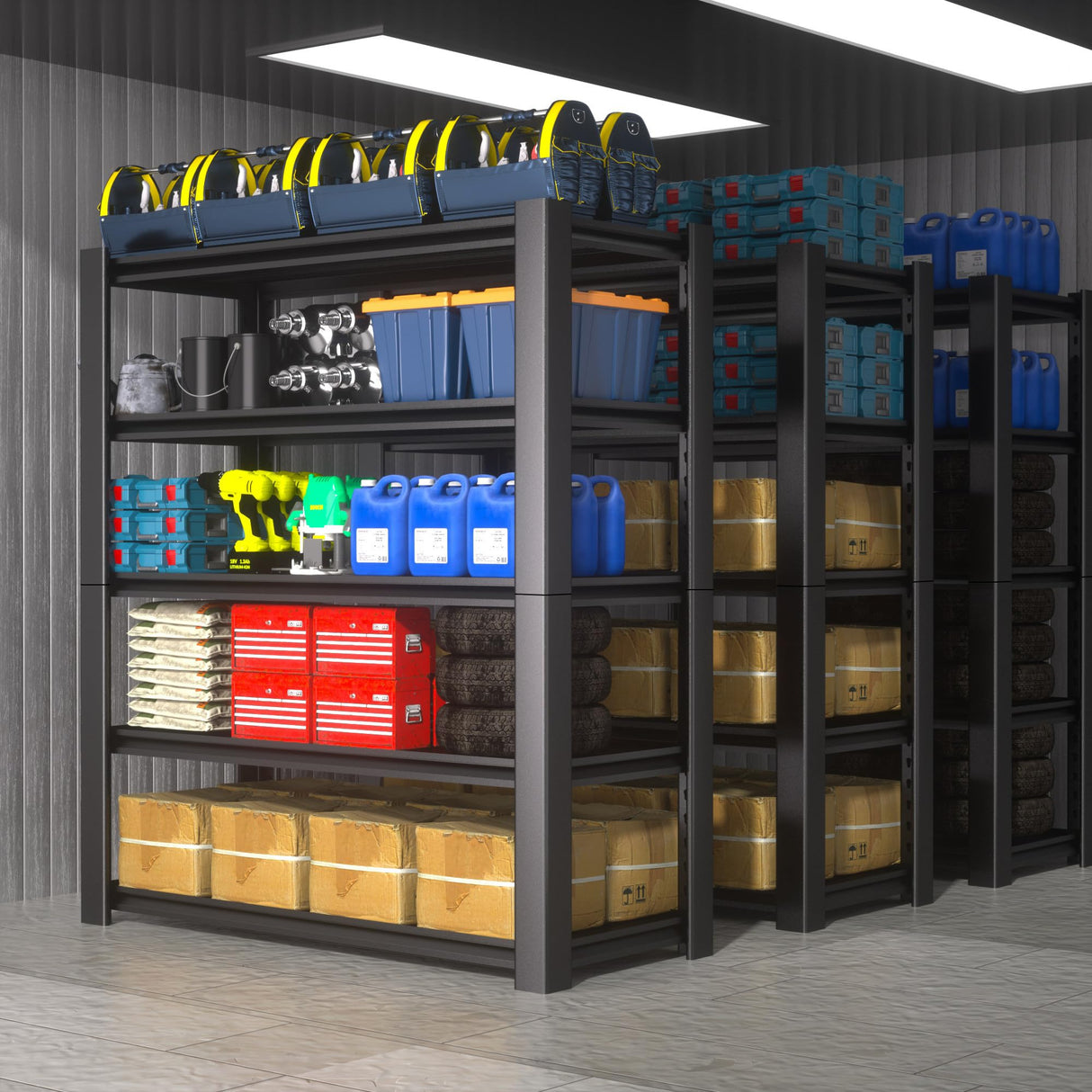 Nexvrtau 76" H x 60" W x 24" D 5-Tier Heavy Duty Garage Shelving Unit, 3000 LBS Capacity Metal Storage Rack,Adjustable Steel Shelves for Garage, Warehouse, Basement, Pantry, Workshop.1 Pack Nexvrtau