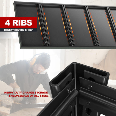 REIBII 48" W Garage Shelving 2500LBS Storage Shelves Adjustable Metal Shelving Heavy Duty Garage Shelves for Warehouse Pantry Basement 48" W x 72" H x 18" D, 2 Pack REIBII